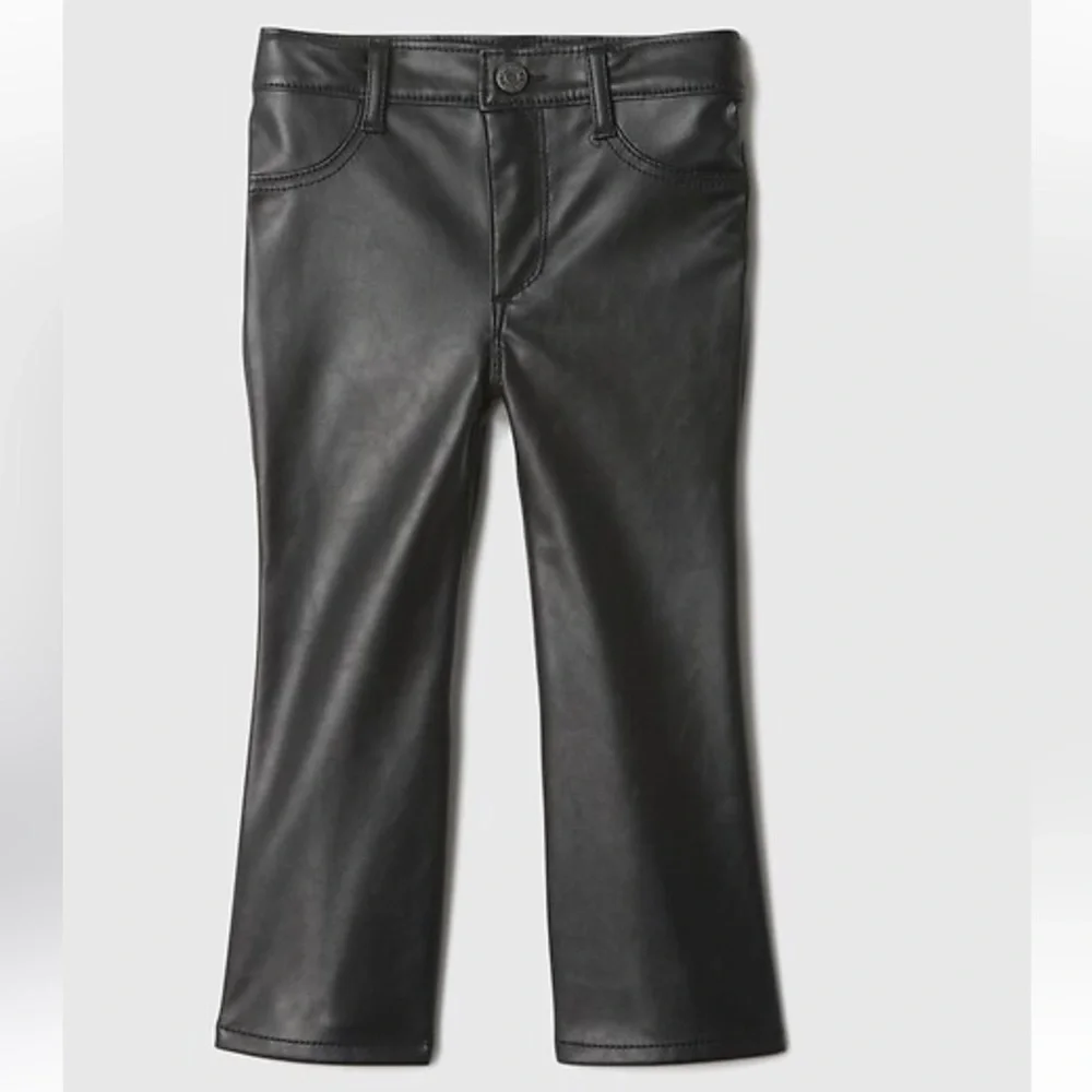 Gap Black Faux Leather 70’s Flare Pants 12-18 Months